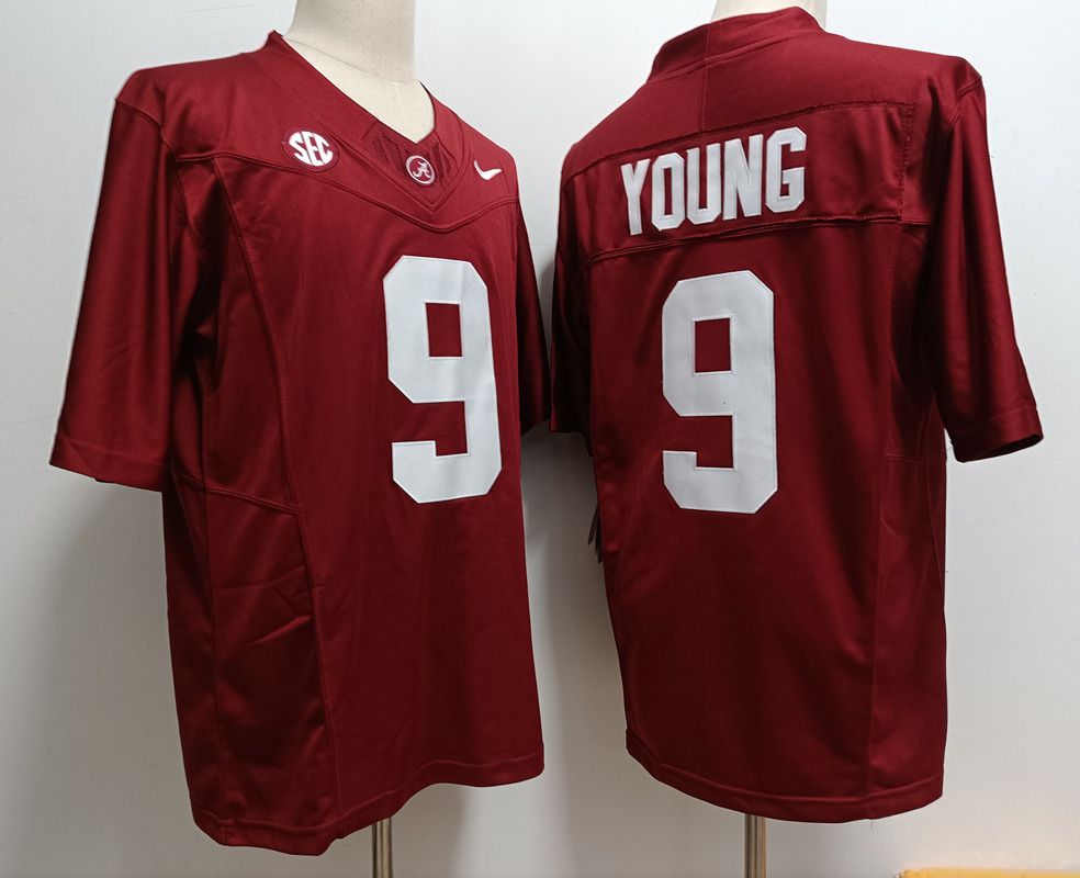 Men Alabama Crimson Tide #9 Young Red Nike 2025 NCAA Jersey